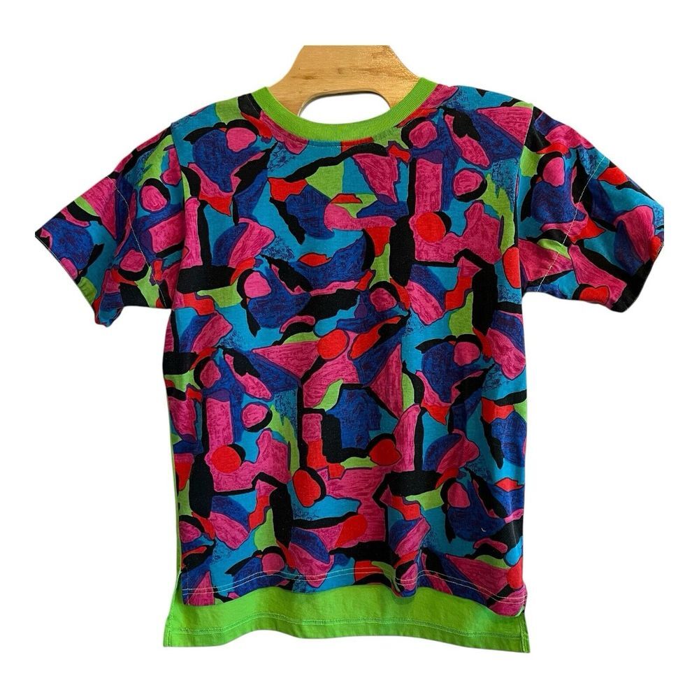 Vintage Traffic Jam‎ Women Shirt Size M/L Lime Green Shoulder Pads Geometric